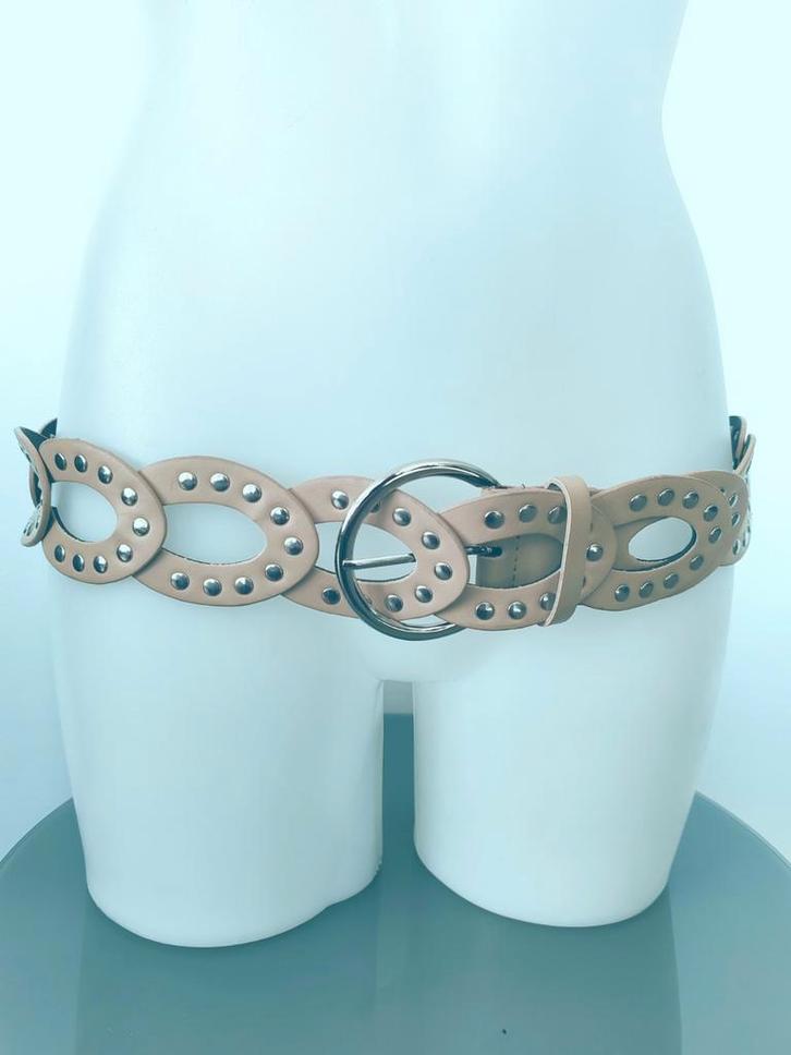 Y2k Ceinture ajourée beige à clous argentés Style Bohème / R, Vêtements | Femmes, Ceintures, Enlèvement ou Envoi