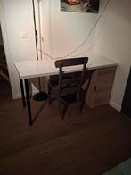 Ikea lagkapten bureau 1m20x60 - wit blad - eik kast - zwart, Enlèvement