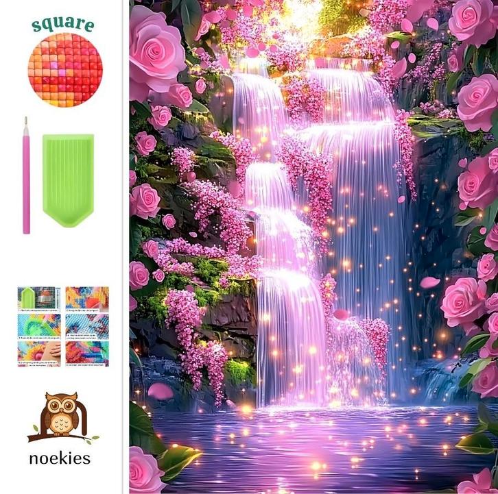 nr 50 Diamond Painting watervallen 50x40cm (vierkant), Hobby en Vrije tijd, Knutselen, Nieuw, Knutselwerk, Ophalen of Verzenden