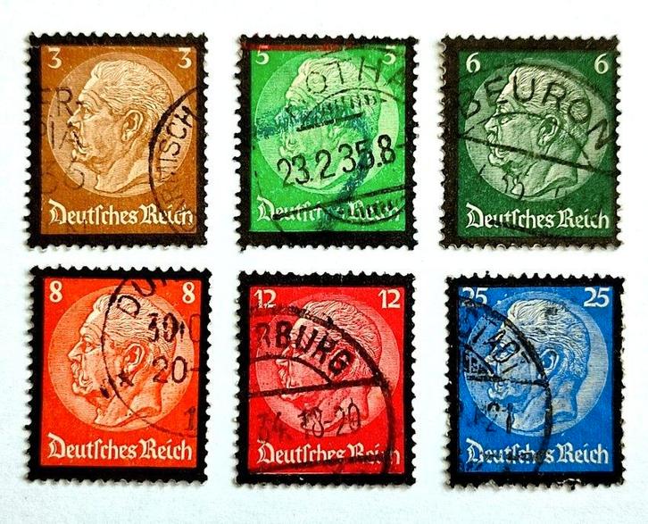Deutsches Reich: rouwzegels Hindenburg 1934 COMPLEET, Timbres & Monnaies, Timbres | Europe | Allemagne, Affranchi, Autres périodes