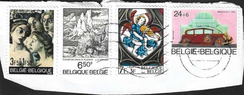 4 Postzegels op Brief 3 gestempeld 1 niet gestempeld, Ophalen of Verzenden, Zonder envelop, Gestempeld, Gestempeld