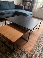 Table basse industrielle moderne - noire avec bois, Maison & Meubles, Moins de 50 cm, 50 à 100 cm, Enlèvement, Utilisé