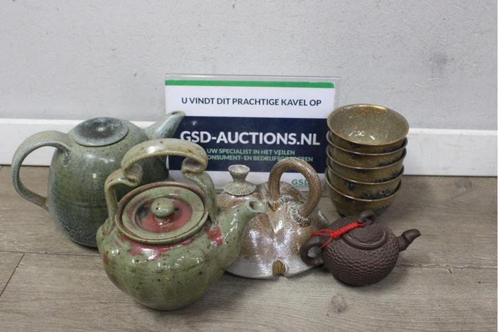 Mix van Abstracte Theepotten met 5 Schaaltjes, Antiquités & Art, Antiquités | Céramique & Poterie, Enlèvement ou Envoi