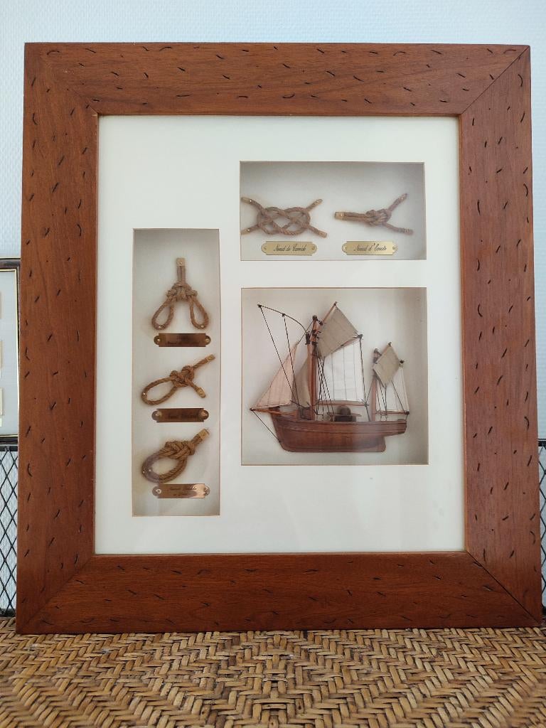 Mooi kader nautische knopen en zeilboot. Ophalen: 8670/1500, Ophalen, Gebruikt, Zeilboot, Overige typen