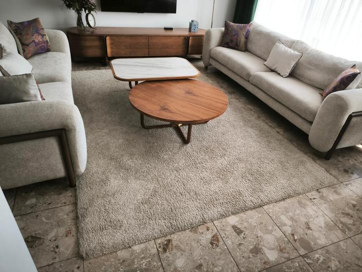 3 Tapis PLATIN Shaggy beige sable impeccable !!!, Antiquités & Art, Tapis & Textile, Enlèvement