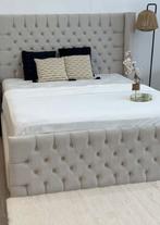 Lit a vendre/ bed te koop 160x200, Enlèvement, Comme neuf, Beige