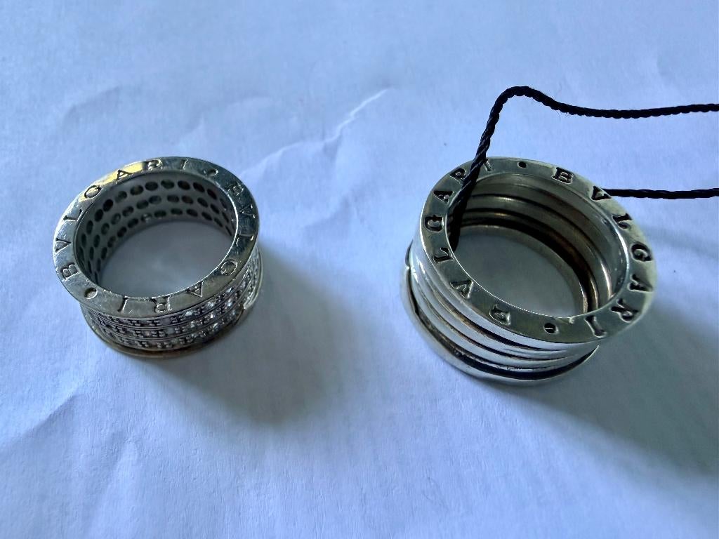 Bagues Bvlgari 2 x - Argent 925 - B.Zero1, Bijoux, Sacs & Beauté, Enlèvement ou Envoi, 18 à 19, Avec cristal, Utilisé