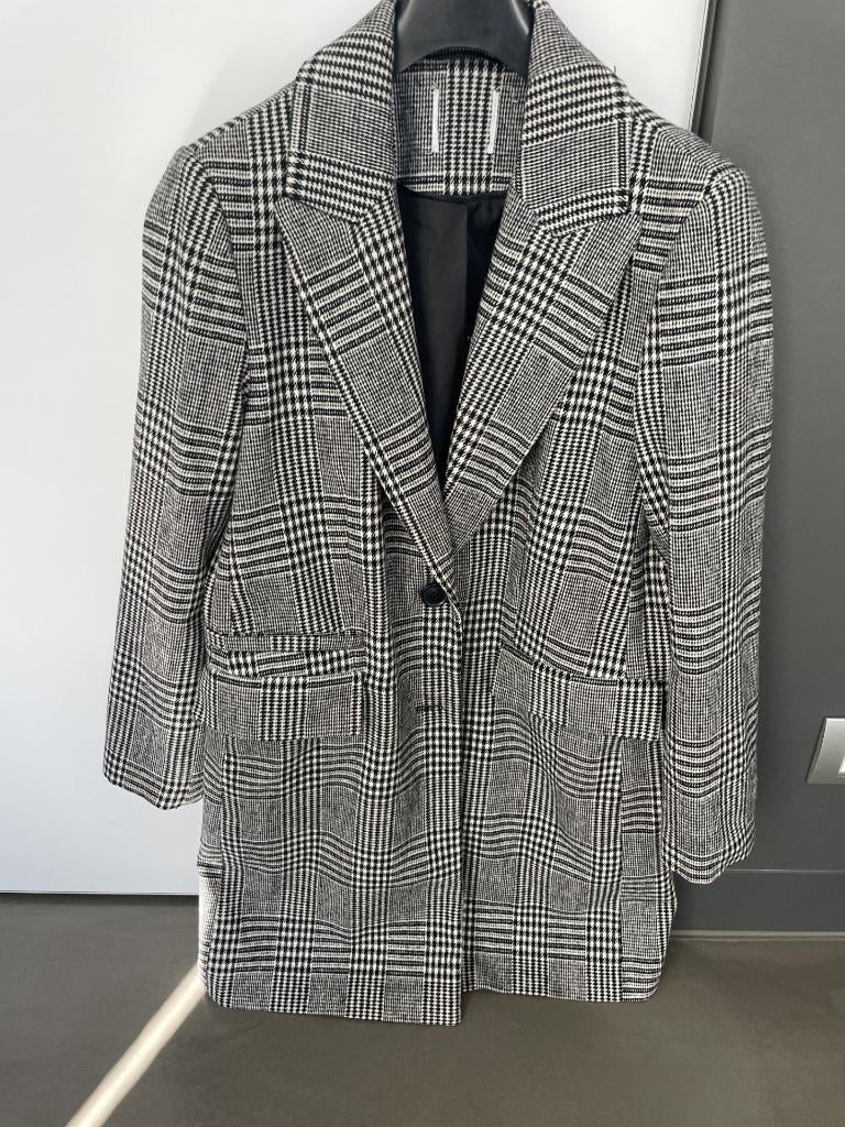 Zwarte/witte mantel maat S, in perfecte staat!, Ophalen of Verzenden, Zo goed als nieuw, Maat 36 (S), Zwart