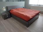 2 persoonsbed plus lattenbodems en nachtkastjes, Huis en Inrichting, Slaapkamer | Bedden, Ophalen, Bruin, Tweepersoons, Zo goed als nieuw