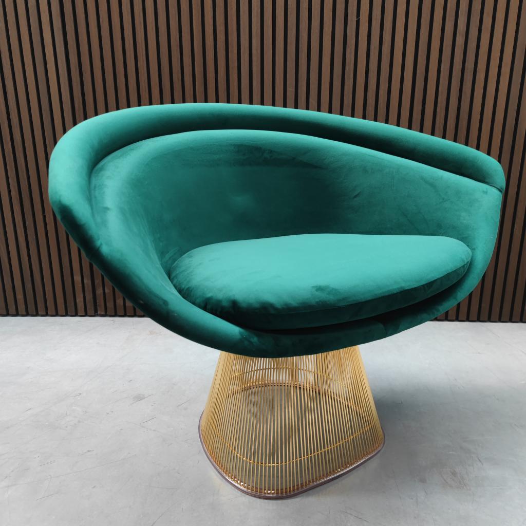 Knoll Warren Platner loungechair - groen velours, Ophalen of Verzenden