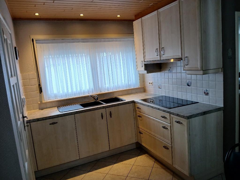 Keuken, Enlèvement, Crème, Autres matériaux, Cuisine à mur double