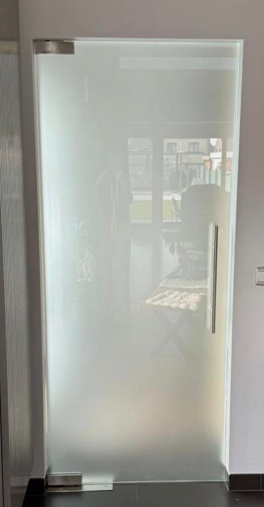 Glazen deur in melkglas is pivoterend, Doe-het-zelf en Bouw, Deuren en Vliegenramen, Ophalen, 80 tot 100 cm, Binnendeur, 200 tot 215 cm