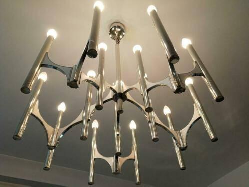 Vintage Grand Lustre Sciolari 15 feux, Antiquités & Art, Enlèvement