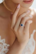 Bague Neuve Saphir & Diamants Naturel OR 18k Certificat, Bijoux, Sacs & Beauté, Neuf, Or, Plus petit que 17, Or