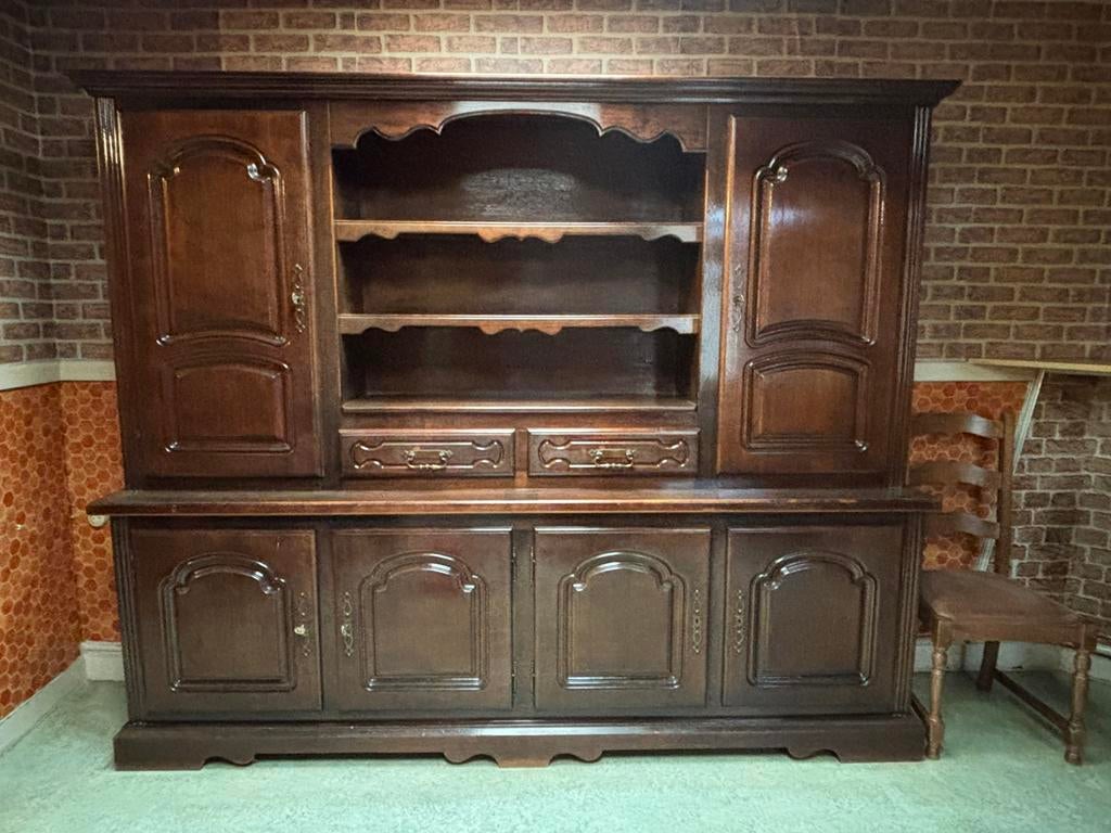 Grand buffet vaisselier en chêne massif, Maison & Meubles, Enlèvement