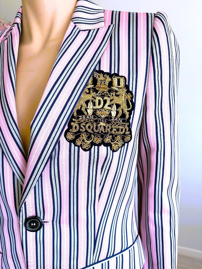 Dsquared2 gestreepte blazer Made in Italy  luxe badge, Taille 38/40 (M), Comme neuf, Manteau, Envoi