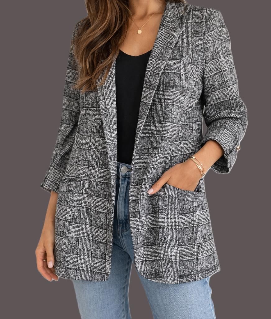 River Island blazer maat 36, Kleding | Dames, Jasjes, Kostuums en Pakken, Zo goed als nieuw, Jasje, Maat 36 (S), Grijs, Ophalen of Verzenden