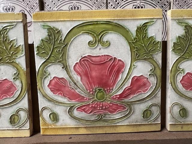 antieke wandtegel tegel art nouveau oude, Ophalen