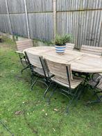 Smeedijzeren tuinset teak, Ophalen, Zo goed als nieuw, Tuinset