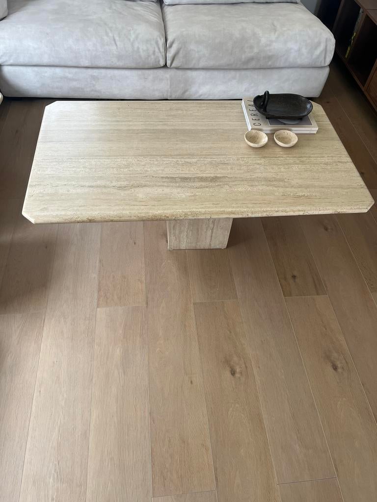 Stijlvolle salontafel van Travertin, Huis en Inrichting, Ophalen, 100 tot 150 cm, 50 tot 100 cm, Zo goed als nieuw