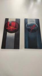 Muur schilderij ,houten canvas, 2 stuks, Ophalen