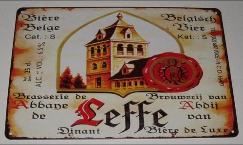 LEFFE BIER : Metalen Bord Leffe Abdijbier - Abdij van Leffe, Verzamelen, Biermerken, Nieuw, Reclamebord, Plaat of Schild, Leffe