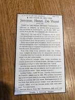 Oorlogsslachtoffer Jerome De Vuyst, zingem, Oudenaarde, 1947, Verzamelen, Bidprentjes en Rouwkaarten, Verzenden, Bidprentje
