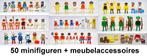 Lot 50 minifiguren Playmobil + tafels, stoelen & accessoires, Kinderen en Baby's, Speelgoed | Playmobil, Ophalen, Gebruikt