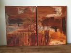 Acryl op canvas, setje van 2 schilderijtjes 30x40 cm, Ophalen of Verzenden
