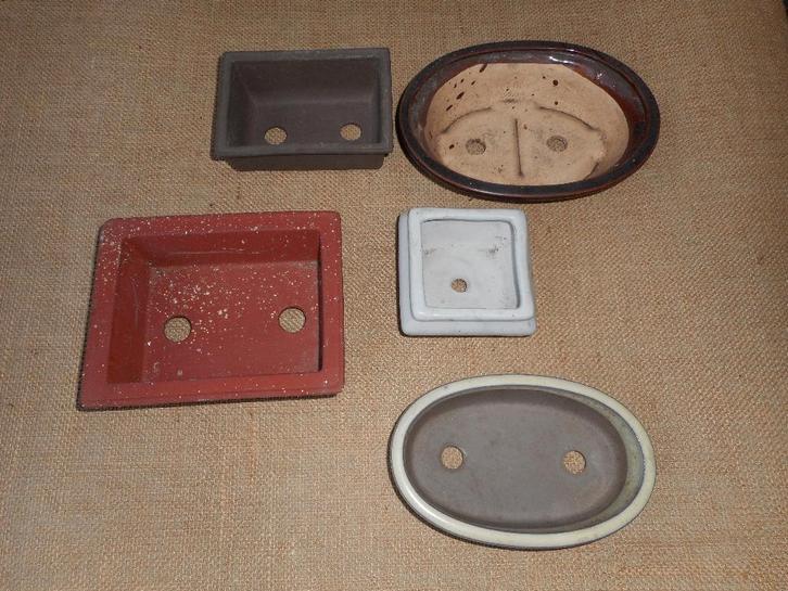 Lot de 5 pots bonsaï en céramique, Jardin & Terrasse, Pots de fleurs, Utilisé, Poterie, Intérieur, Jardin, Moins de 40 cm, Moins de 25 cm
