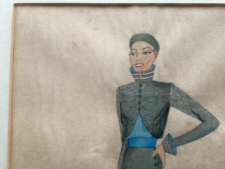 Art Deco croquis modeschetsen, Antiek en Kunst, Kunst | Schilderijen | Klassiek, Ophalen of Verzenden