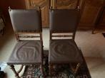 2 antieke houten stoelen met leder bekleed, Ophalen, Twee, Bruin, Zo goed als nieuw