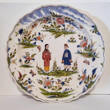 Grande assiette en céramique polychrome de Delft (39 cm) à d, Enlèvement ou Envoi