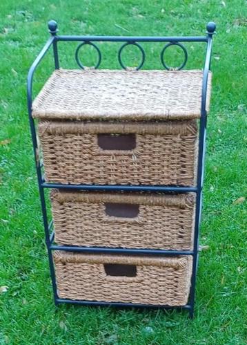 meuble fer forgé et rotin, 3 ou 4 tiroirs, 25 à 50 cm, Moins de 100 cm, Enlèvement