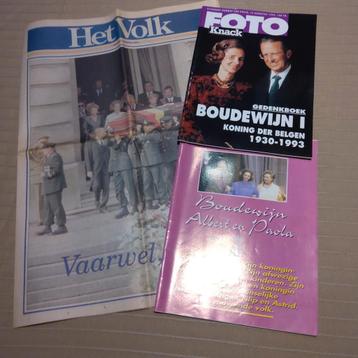 Koning Boudewijn overleden 1993:  2 magazines  + krant. beschikbaar voor biedingen