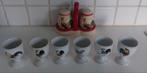 6 Eieredopjes + peper en zout, Antiek en Kunst, Ophalen of Verzenden