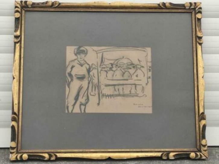dessin personnage signe romeo dumoulin, Antiek en Kunst, Kunst | Tekeningen en Fotografie, Ophalen of Verzenden