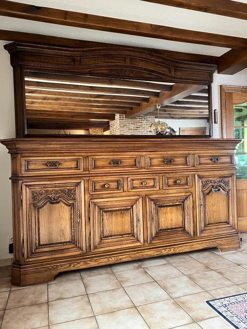 Eiken buffetkast, Huis en Inrichting, Kasten | Buffetkasten, Zo goed als nieuw, 200 cm of meer, 200 cm of meer, 50 tot 75 cm, Met lade(s)