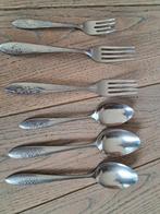 Retro bestek met 3 bloemetjes: 3 lepels, 3 vorken, Antiek en Kunst, Ophalen of Verzenden