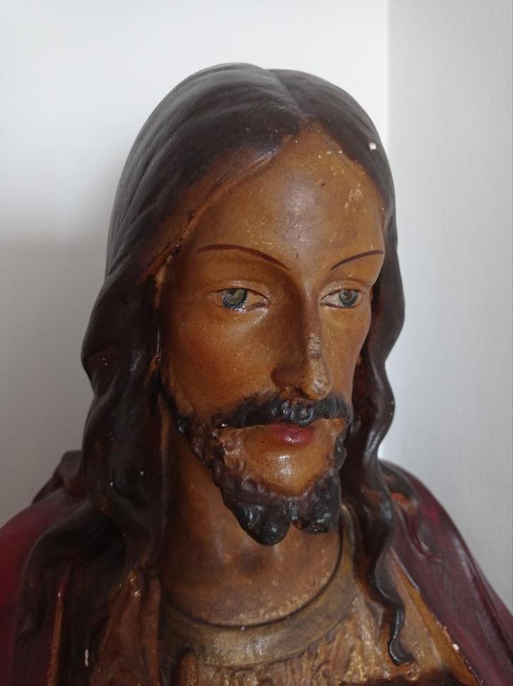 Sacré-Cœur de Jésus en plâtre, art déco, Antiquités & Art, Antiquités | Objets religieux, Enlèvement ou Envoi