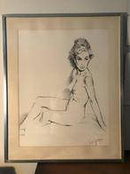 Tekening naakte vrouw, Antiek en Kunst, Ophalen