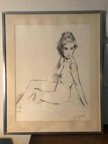 Tekening naakte vrouw beschikbaar voor biedingen