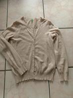 Vestje Cardigan Benetton M beige fijne wol, Kleding | Dames, Ophalen of Verzenden