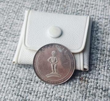 Zilveren penning Manneken pis Brussel Expo58 (1958)(26mm) beschikbaar voor biedingen