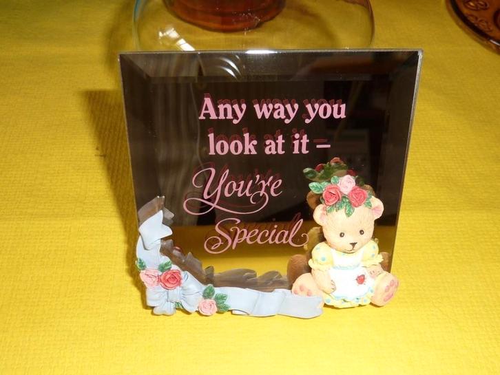 Miroir biseauté Ourson/fleurs 10cm x 10cm, Collections, Ours & Peluches, Neuf, Autres types, Enlèvement