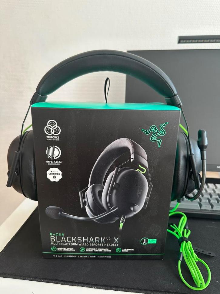 Razer Blackshark V2 X, Audio, Tv en Foto, Hoofdtelefoons, Zo goed als nieuw, Op oor (supra aural), Overige merken, Surround, Ophalen