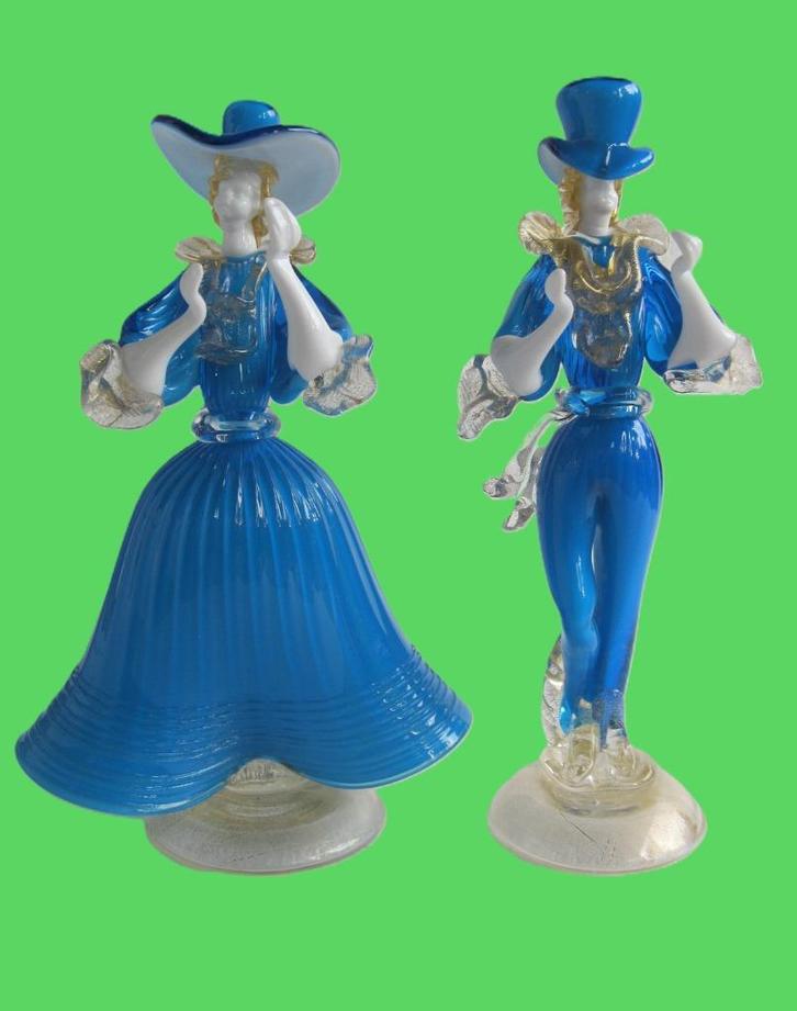 Italiaans koppel uit Murano glas, Antiek en Kunst, Antiek | Glaswerk en Kristal, Ophalen