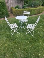Ijzeren  tafeltje   met   3  stoelen, Tuin en Terras, Tuinstoelen, Ophalen, Gebruikt, Metaal, Inklapbaar