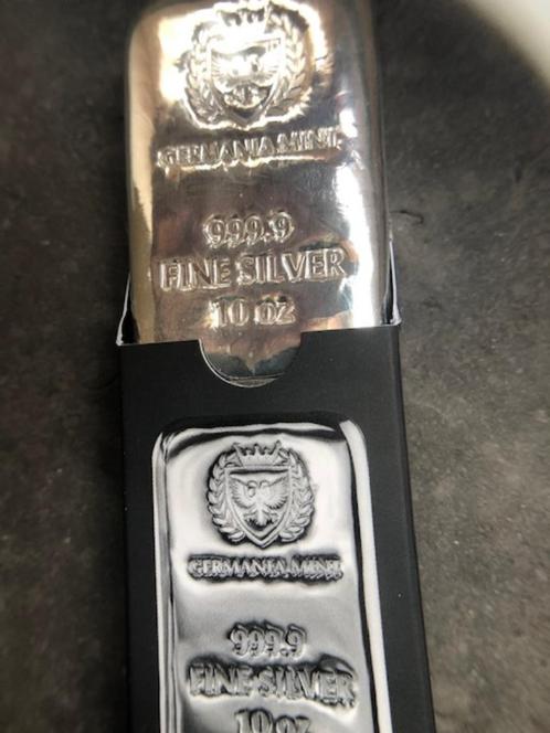 LAATSTE 2 - Germania Mint - 10 oz silver cast bar, sealed, Postzegels en Munten, Edelmetalen en Baren, Zilver, Ophalen of Verzenden
