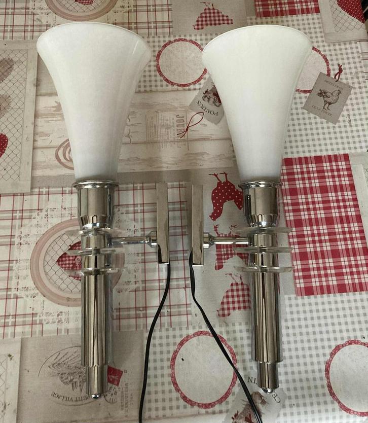 Paar vintage designkandelaars, Huis en Inrichting, Lampen | Wandlampen, Gebruikt, Ophalen